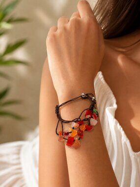 Faux stone pull string bracelet